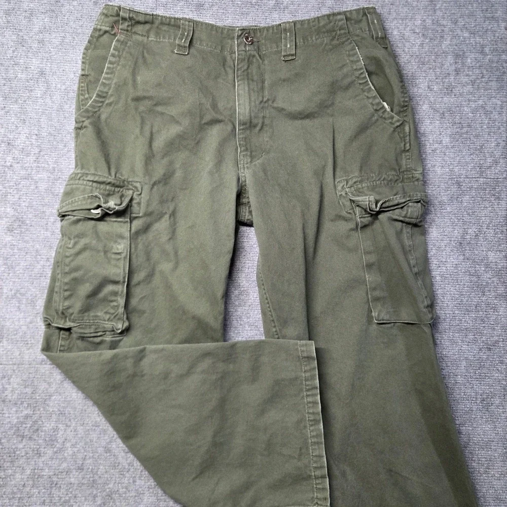 Steve & Barry's Cargo Pants Mens 34x28 Green Y2K Distressed Utility Baggy
